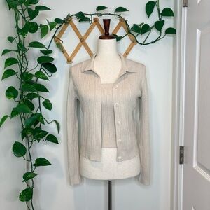 MARLED 2 Piece Button Up Cardigan Tank Set